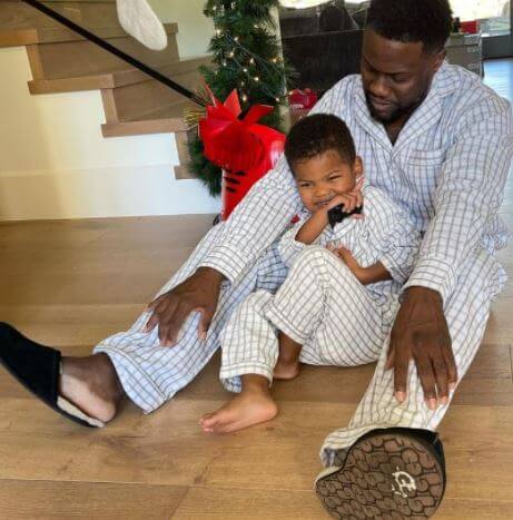 Kenzo Kash Hart with his father Kevin Hart.